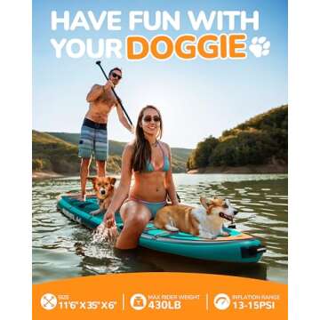 BIGFLY 11'6" Inflatable Stand Up Paddle Board for Family & Pets - Durable, Stable, Complete Set