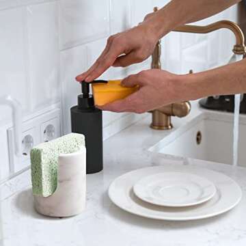 EVERBBKING Marble Sponge Holder for Kitchen Sponge Holder Rustic Farmhouse Decor,Dish Sponge Holder ...