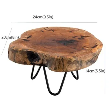 TJ Global Natural Edge Wooden Cake and Plant Stand