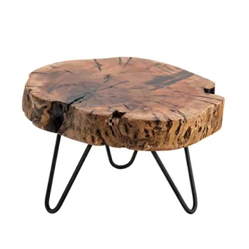 TJ Global Natural Edge Wooden Cake and Plant Stand