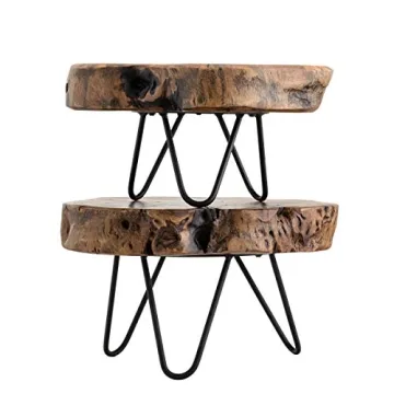 TJ Global Natural Edge Wooden Cake and Plant Stand