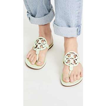 Tory Burch Women's Miller Sandals, Meadow Mist, Green, 8.5 Medium US