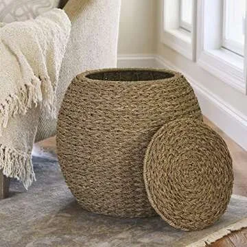 Stylish Seagrass Storage Basket Side Table for Home