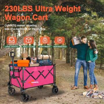 Collapsible Wagon Cart with Wheels, Heavy Duty Foldable Wagon Cart with 230lbs Weight Capacity, Util...
