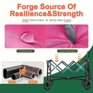 Collapsible Wagon Cart with Wheels for Outdoor and Grocery