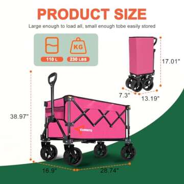 Collapsible Wagon Cart with Wheels for Outdoor and Grocery