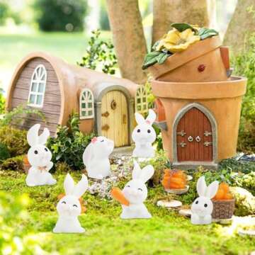 KIMOBER 14PCS Rabbit and Carrot Miniature Figurines,Easter Bunny Carrot Figures for Fairy Garden Easter Egg Fillers Landscape DIY Terrarium Crafts