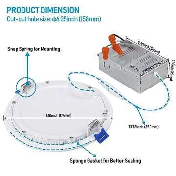 TORCHSTAR 12-Pack Essential Series 6 Inch Ultra-Thin LED Recessed Lighting with J-Box, 3000K Warm White, 12W Dimmable 1000lm Brightness LED Downlight, ETL & Energy Star Listed