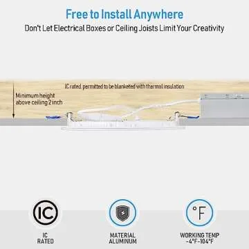 TORCHSTAR 12-Pack Essential Series 6 Inch Ultra-Thin LED Recessed Lighting with J-Box, 3000K Warm White, 12W Dimmable 1000lm Brightness LED Downlight, ETL & Energy Star Listed