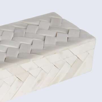 Handicrafts Home Handmade Ivory Pattern Decorative Box - Storage Organizer, Decor Centrepiece, Memory Keepsakes, Home Decor - Boho Style Treasure Box, Multipurpose Gift - Braid, 10x4.5x2.5