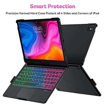 Keyboard Case for iPad Pro 11 inch 3rd Generation 2021–360° Rotatable Touchpad with Backlight, Compatible with iPad 10.9”Air 4th Gen/ 11”1st /2nd / 3rd Gen (Black)