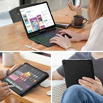 Keyboard Case for iPad Pro 11 inch 3rd Generation 2021–360° Rotatable Touchpad with Backlight, Compatible with iPad 10.9”Air 4th Gen/ 11”1st /2nd / 3rd Gen (Black)