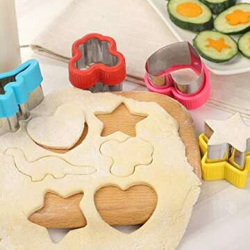 Sandwich Cutters Set for Kids, Holiday Cookie Cutters Vegetable Fruit Cutter Shape for Boys & Girls with, Dinosaur, Star, Heart Shapes - Food Grade Stainless Steel (14pack)