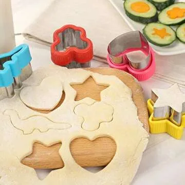 Sandwich Cutters Set for Kids, Holiday Cookie Cutters Vegetable Fruit Cutter Shape for Boys & Girls with, Dinosaur, Star, Heart Shapes - Food Grade Stainless Steel (14pack)