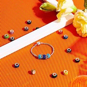 Junkin 120 Large Hole Rhinestone European Beads for DIY