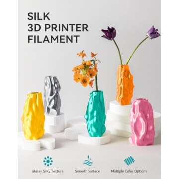 SUNLU 3D Printer Silk Filament,Shiny Silk PLA Filament 1.75mm, Smooth Silky Surface, Great Easy to P...