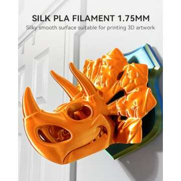 SUNLU 3D Printer Silk Filament,Shiny Silk PLA Filament 1.75mm, Smooth Silky Surface, Great Easy to Print for 3D Printers, Dimensional Accuracy +/- 0.02mm, Silk Black 1KG