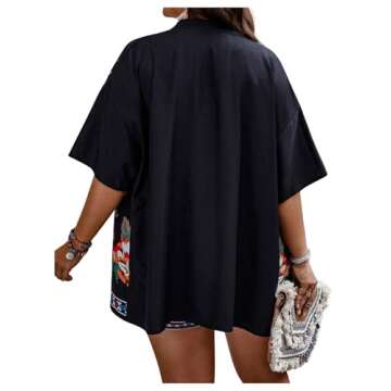 SOLY HUX Women's Plus Size Floral Boho Short Sleeve Kimono Open Front Outwear and Shorts 2 Piece Sum...