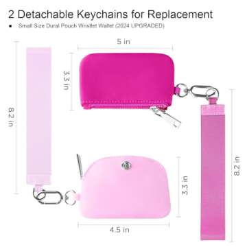 Babysun Mini Zip Around Dual Pouch Wristlet With 2 Straps Wristlet Keychain Wallet for Women Coin Purse Small Cute for Teen Girl