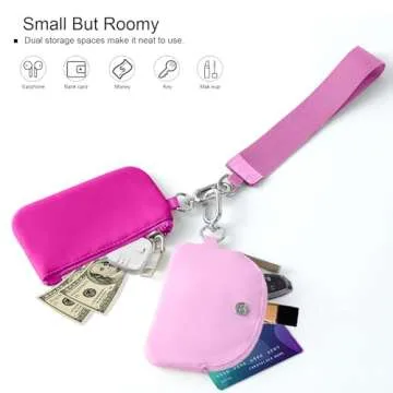 Babysun Mini Zip Around Dual Pouch Wristlet With 2 Straps Wristlet Keychain Wallet for Women Coin Purse Small Cute for Teen Girl