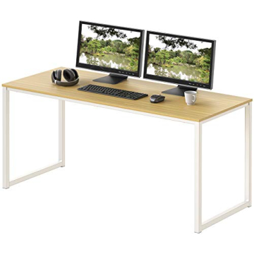SHW Home Office 48-Inch Computer Desk in White/Oak - Minimalist & Functional