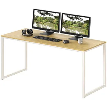 SHW Home Office 48-Inch Computer Desk in White/Oak - Minimalist & Functional