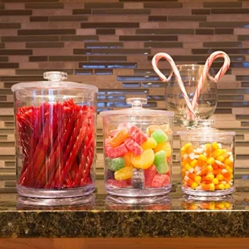 Youngever Clear Plastic Apothecary Jars Set for Stylish Storage