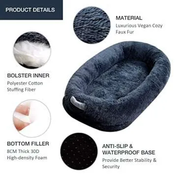 Shop Large Bean Bag Bed for Dogs and Humans, 67" x 38"