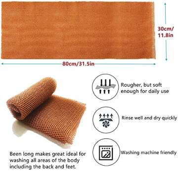 African Net Long Bathing Sponge,Net Exfoliating Back Scrubber for Body,Exfoliating Back Towel,Pack o...