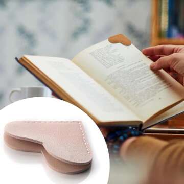 Leather Heart Bookmarks,6 Pcs Corner Page Book Marks Lovers Gifts for Women,Kids, Book Accessories f...