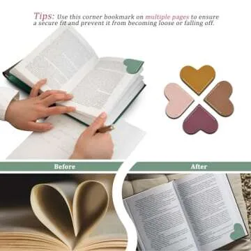 Leather Heart Bookmarks,6 Pcs Corner Page Book Marks Lovers Gifts for Women,Kids, Book Accessories for Reading Lover,Cute Handmade Books Reading for Book Lovers (Valentine Gifts)