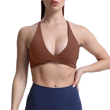 Aoxjox Women's Workout Sports Bras Fitness Backless Padded Sienna Low Impact Bra Yoga Crop Tank Top ...