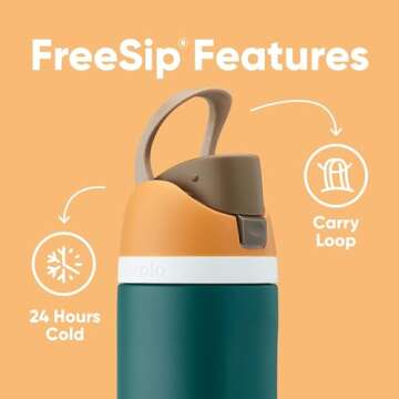 Owala FreeSip Insulated Stainless Steel Water Bottle with Straw for Sports, Travel, and School BPA-Free Sports Water Bottle, 24 oz, Surfs Edge