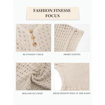 CUPSHE Crochet Swim Cover Up V Neck for Summer Style