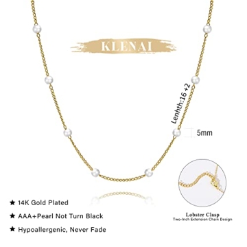 Gold Pearl Necklace for Women, Dainty Simple Jewelry Gift