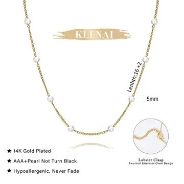 Gold Pearl Necklace for Women, Dainty Simple Jewelry Gift