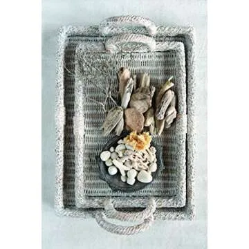 Elegant Creative Co-Op Rattan Tray Set for Home Decor