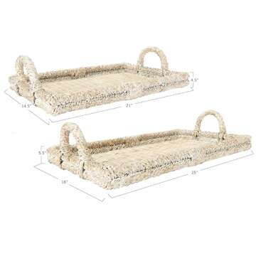 Elegant Creative Co-Op Rattan Tray Set for Home Decor