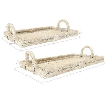 Elegant Creative Co-Op Rattan Tray Set for Home Decor