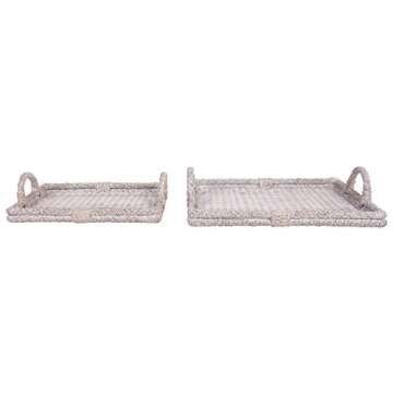 Elegant Creative Co-Op Rattan Tray Set for Home Decor