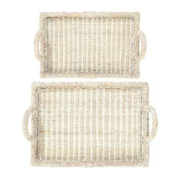Elegant Creative Co-Op Rattan Tray Set for Home Decor