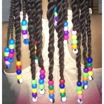 Tara Assorted Color Design 60 Pieces Plastic Beads 12 x 12 mm for Braid Hair for Girls (Clear Sparkle 1)