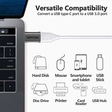 tomtoc USB C to USB Adapter (2 Pack), Thunderbolt 3/Type-C to USB 3.0 Adapter for MacBook, iPad Air ...