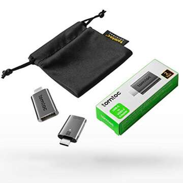 tomtoc USB C to USB Adapter (2 Pack), Thunderbolt 3/Type-C to USB 3.0 Adapter for MacBook, iPad Air 4 10.9, iPad Pro, Surface Pro/Book, Dell XPS and More, OTG Adapter for Android Phone, Up to 5Gbps