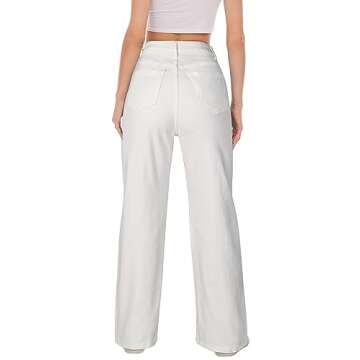 HDLTE Women's Wide Leg High Waist Baggy Jeans - Loose Boyfriend Denim Pants - Y2K 90s White