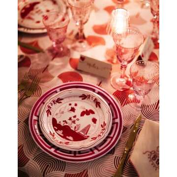 Set of 8 Beachside Pavilion Dessert Plates, 8 inches, Paper, Flamingo and Berry Pattern