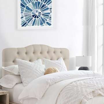 Rosevera Givanna Adjustable Heigh Headboard with Linen Upholstery and Button Tufting for Bedroom,Que...