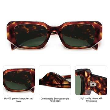 SOJOS Rectangle Sunglasses with UV 400 Protection for All