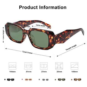 SOJOS Rectangle Sunglasses with UV 400 Protection for All
