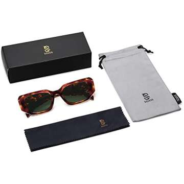 SOJOS Rectangle Sunglasses with UV 400 Protection for All